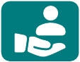 Icon drawn to look like a hand holding a person