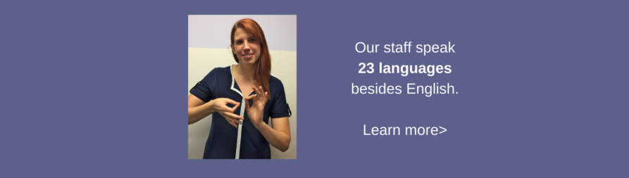link, About CIDNY, Text: Our staff speak 23 languages besides English.