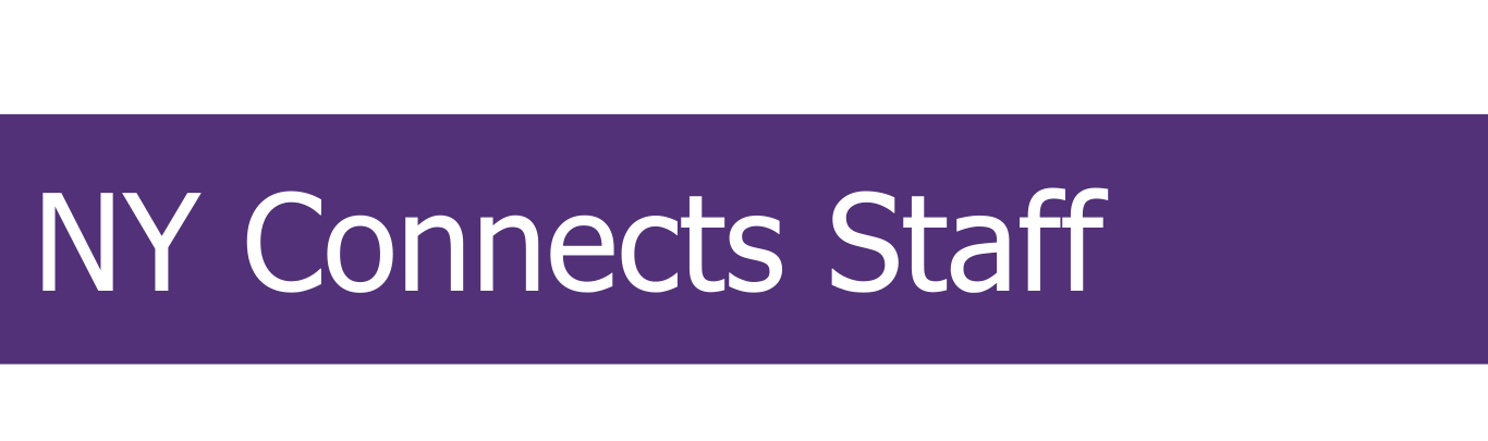 in a purple box with white font NY Connects Staff