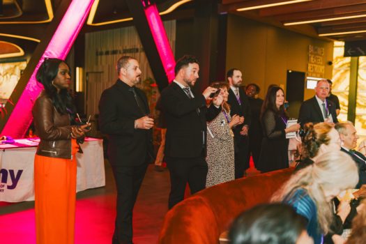 Gala attendees gathered watching presentations.