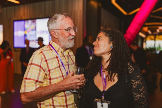 Gala attendees gathered and interacting.