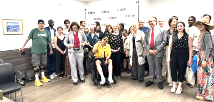 Group of advocates gathered in CIDNY's Manhattan conference room for an ADA35 celebration.