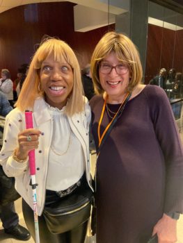 Dr. Sharon McLennon Wier (left) with the voice of the NYC subway system, Bernadette Wagenblast (right).