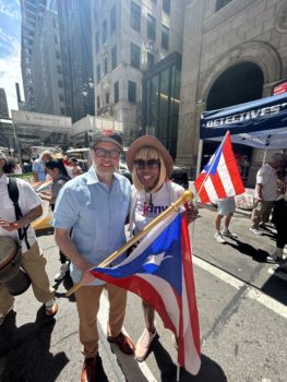CDINY's Dr. Sharon McLennon Wier with City Comptroller Mark Levine at the 2026 Puerto Rican Day Parade.
